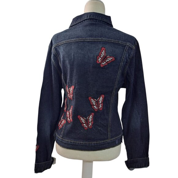 7 For All Mankind Women's Butterfly Embroidered Boho Classic Denim Jacket XL - Picture 3 of 9